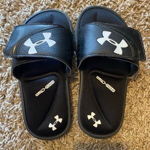 Under Armour Kids Black and White Slide Sandals